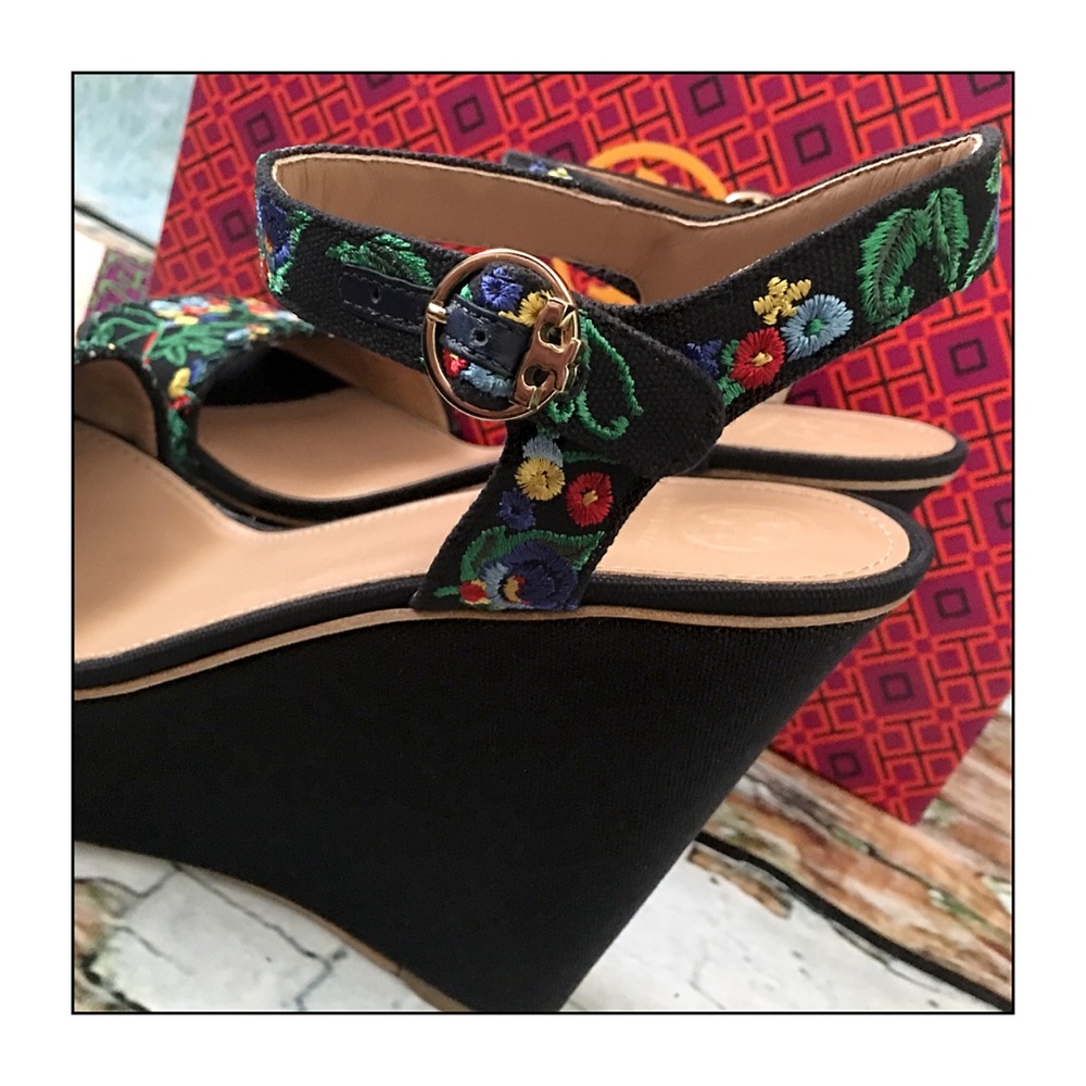 Tory Burch Sonoma Embroidered Platform Wedges - Picture 3 of 7
